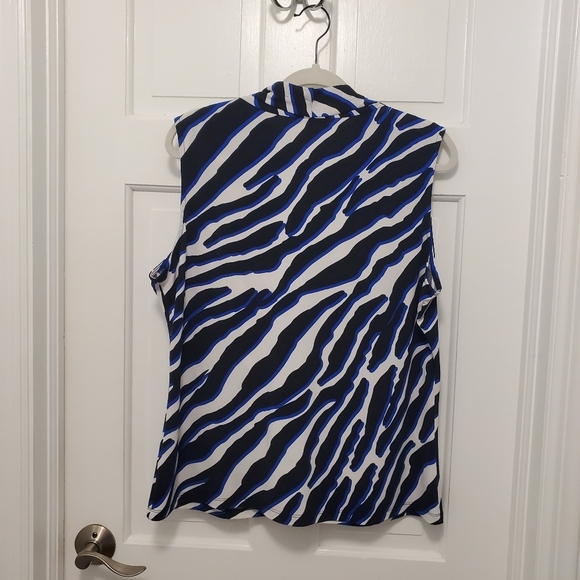 Calvin Klein Animal Print Gathered Neck Sleeveless Knit Top Size XLarge Stretch - Picture 9 of 9